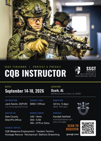 26-A09-HG4: 40-hour SSGT Firearms: CQB Instructor Ozark, AL (September ‘26)