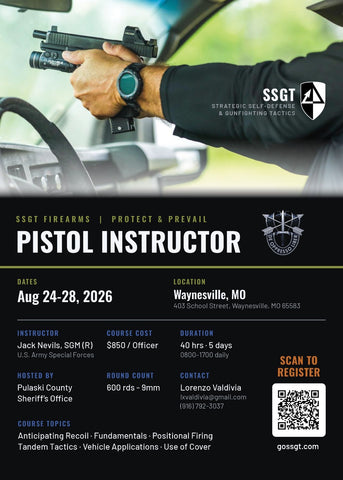 26-A08-HG3: 40-hour SSGT Firearms: Handgun Instructor Course in Waynesville, MO (August ‘26)