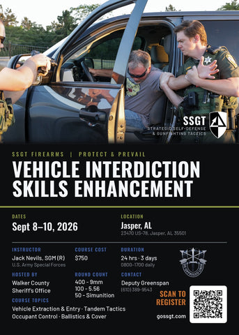 26-A09-HG3: 24-hour SSGT Firearms: V.I.S.E. Course in Jasper, AL (September '26)